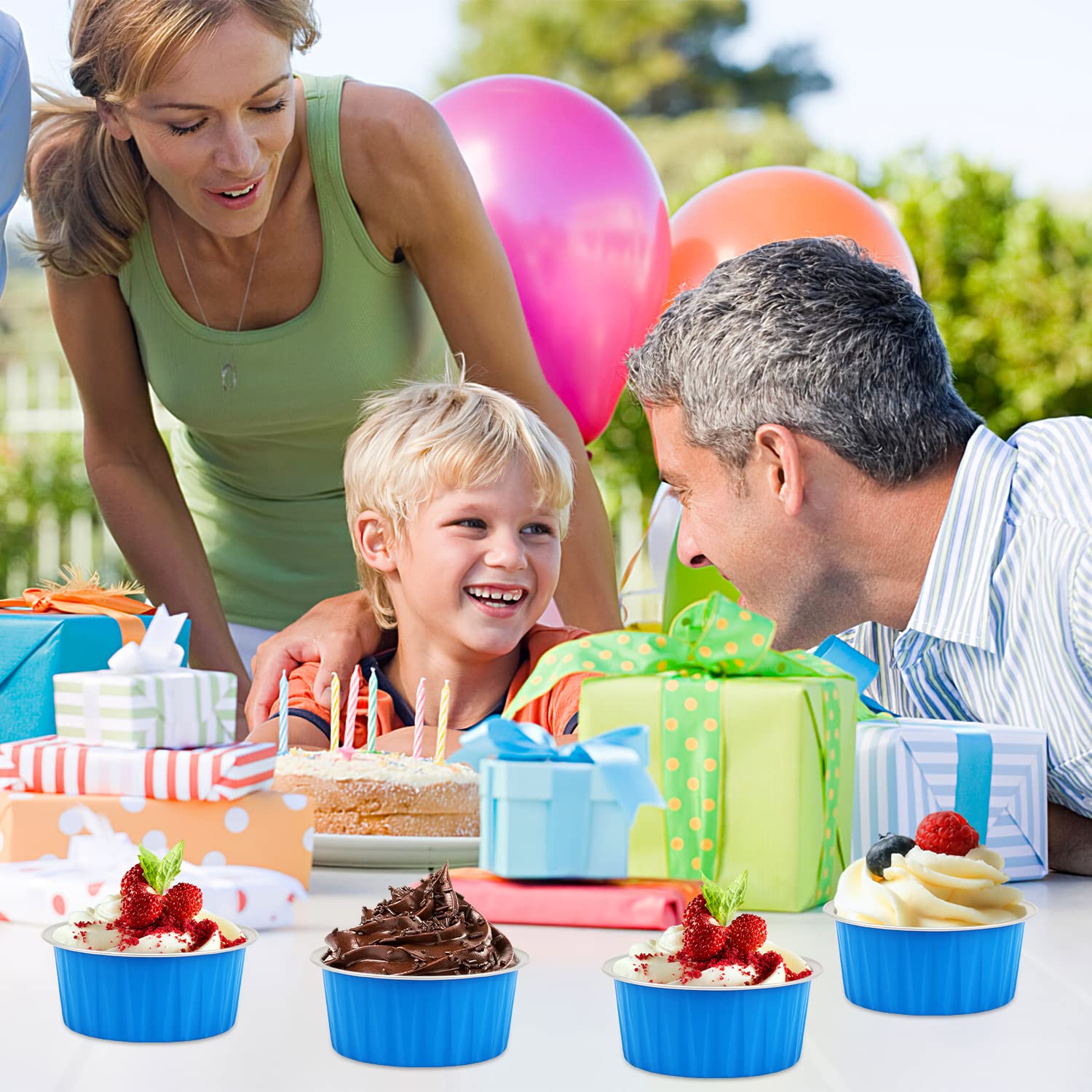 5Oz Muffin Tins With Lids 50 Pack,Free-Air Aluminum Foil Cupcake Liners Baking Pans,Jumbo Muffin Liners Cupcake Pans,Disposable